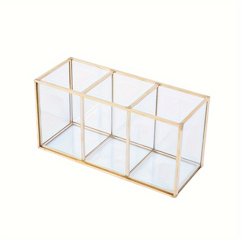 

Sophisticated, Chic -inspired Glass Makeup Organizer - Cosmetic Brush Holder, Skincare & Nail Art Storage Box For Vanity, Baskets, Bins & Containers For