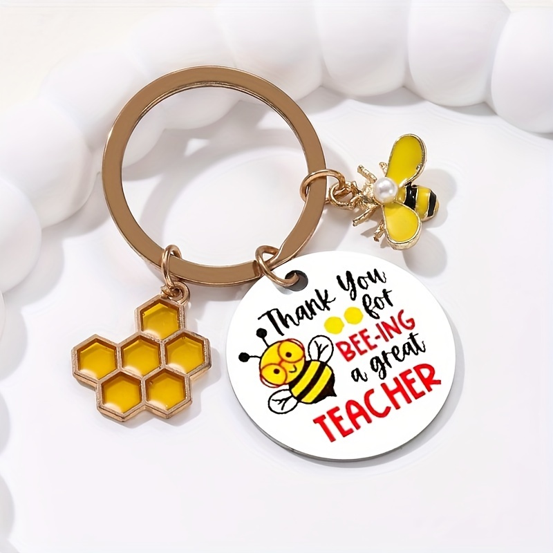 

Chic Bee & Honeycomb Keychain - Metal Teacher Appreciation Gift, Back To School & Thanksgiving