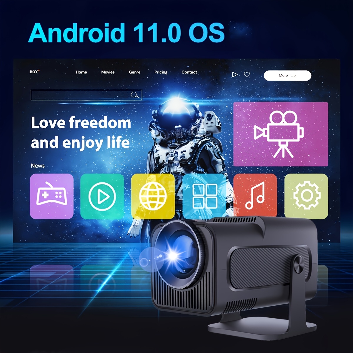 Portable Projector Running Android 11 Operating System
