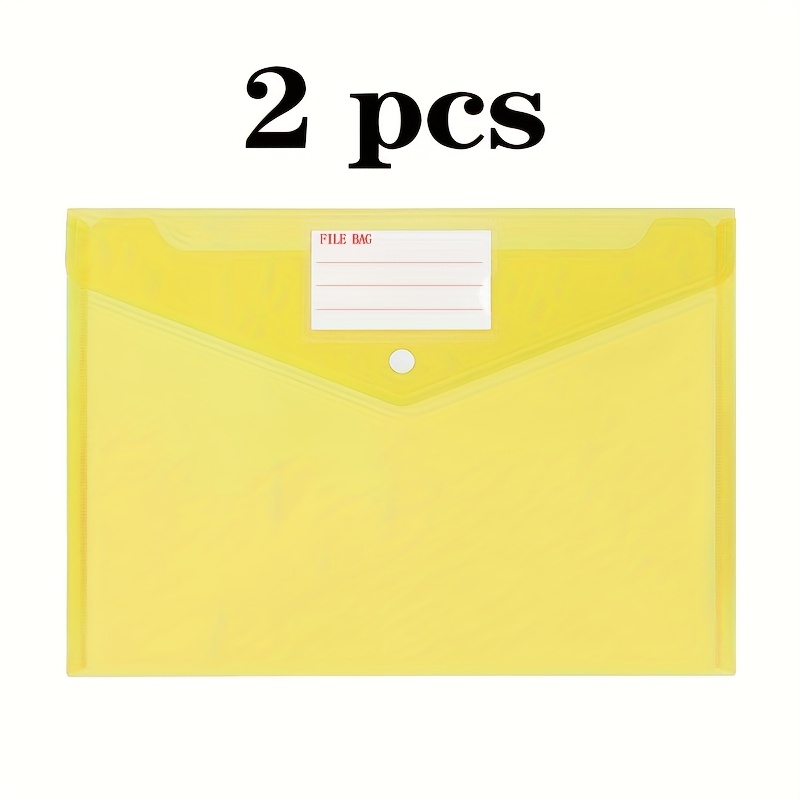 Set Of 2 Popular A4 Button File Bags Made Of Colored Pp Plastic For Office Data And Bill Storage