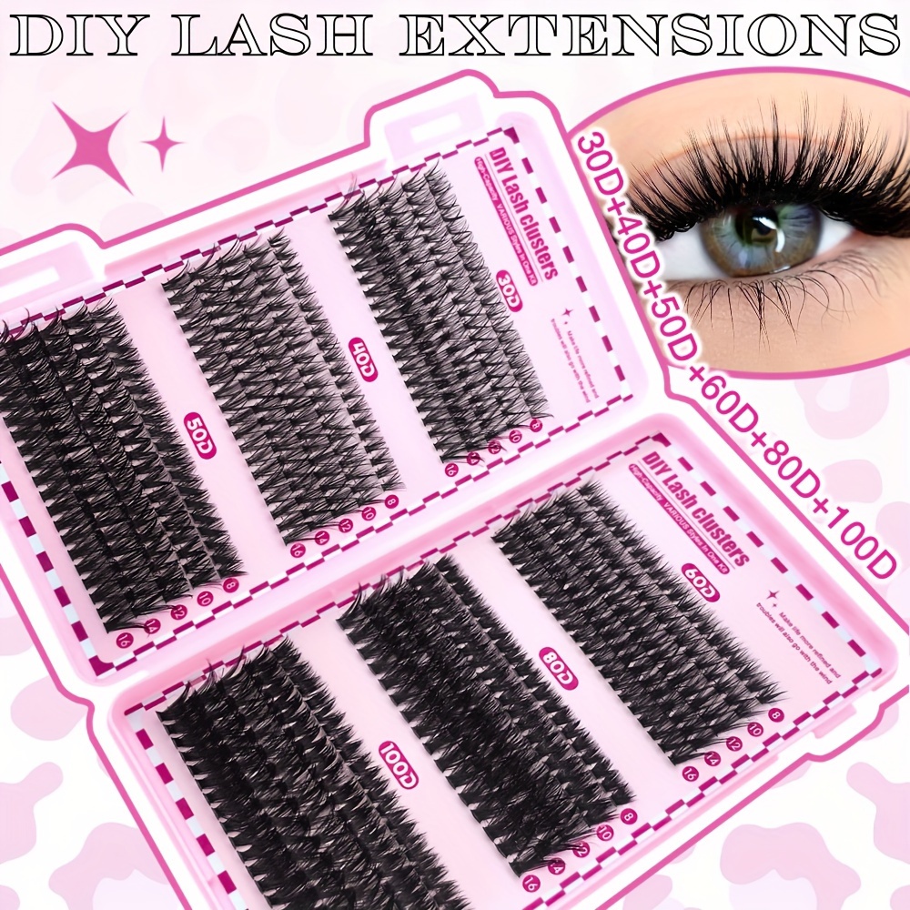 

Individual Lashes Eyelash Extensions - Diy At Home False Eyelash Makeup Kit With 30d/40d/50d/60d/80d/100d Lashes For Salon-quality Results - Reusable And Easy To Apply