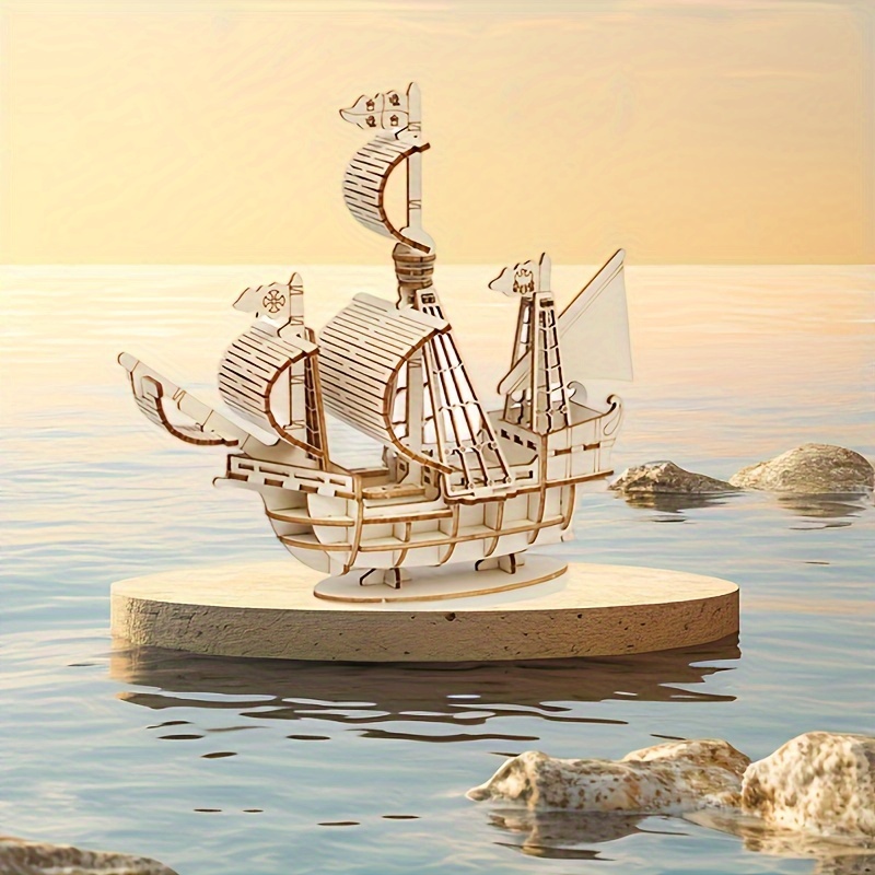 Wooden Boat Decor Gifts with Paddles Decorative Ship Model Fishing Boat
