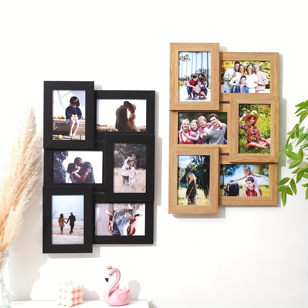 DUENPY Bilderrahmen Collage 33x40 Cm – Für 5 Fotos (12,7x17,8 Cm), Schwarz, Mit Plexiglas