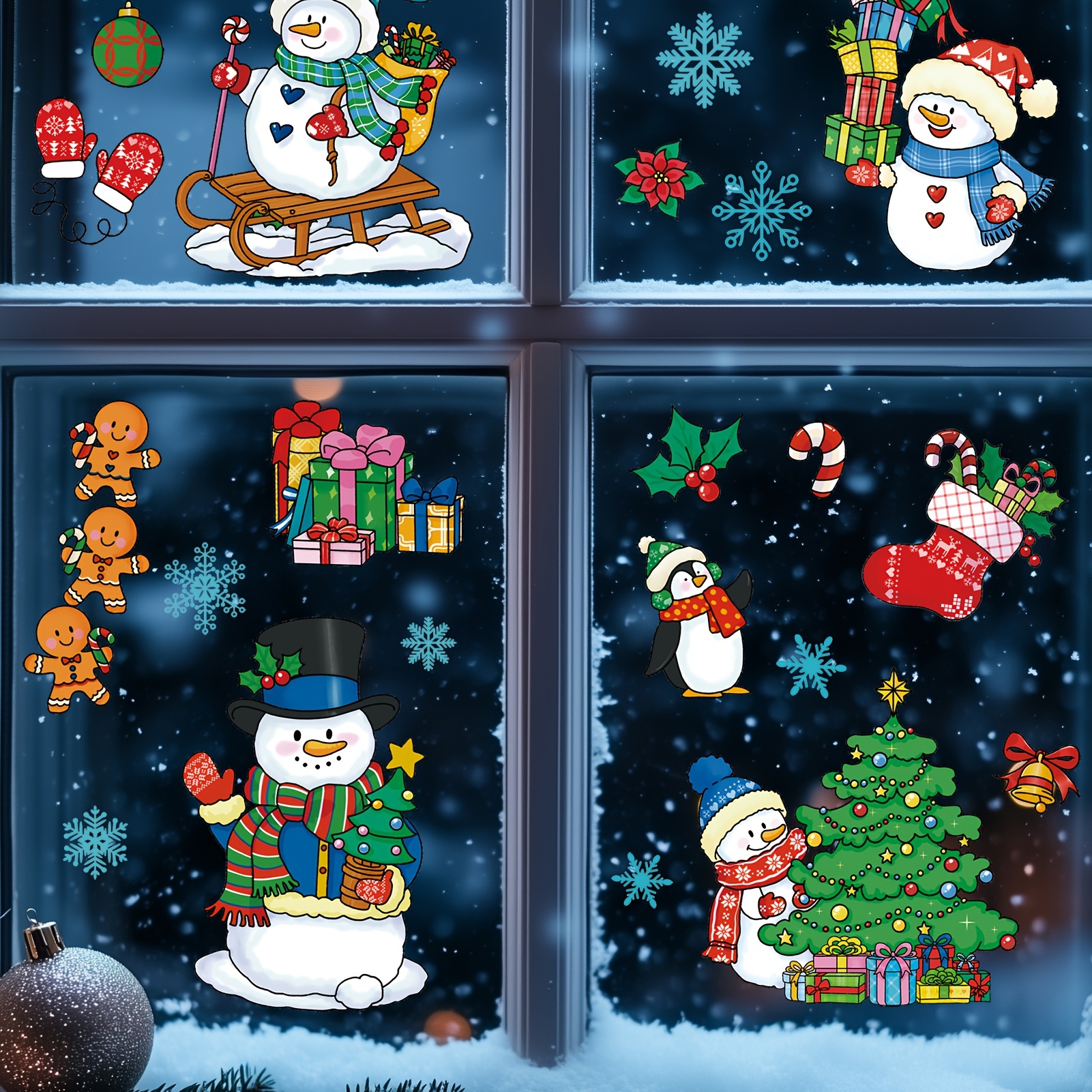 

Christmas Clings - Santa, & | Pvc Electrostatic Decals For Decor