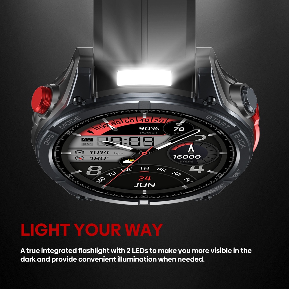 gps smart watch amoled display built-in compass altimeter