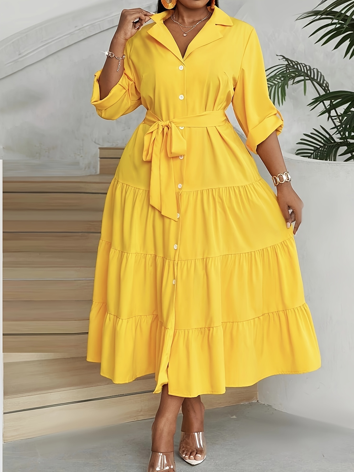 übergröße - freizeit-blusenkleid mit gürtel