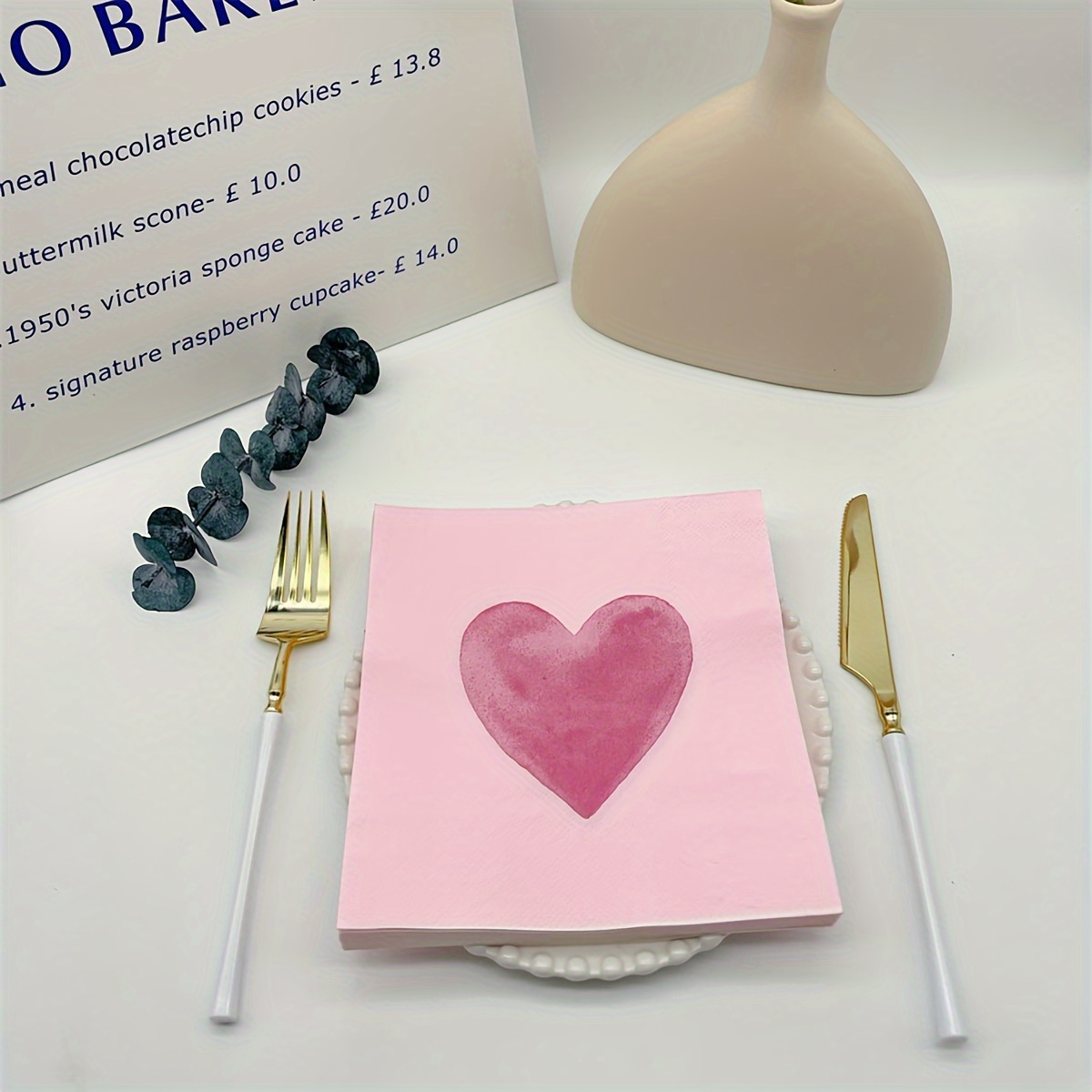 Image of 50pcs, Pink Heart Printed Paper Napkins 13*13inch, Wedding, Valentine's Day, Holiday Decoration Napkins, Table Decoration Paper Tissues For Restaurant , Party Supplies For Halloween、christmas