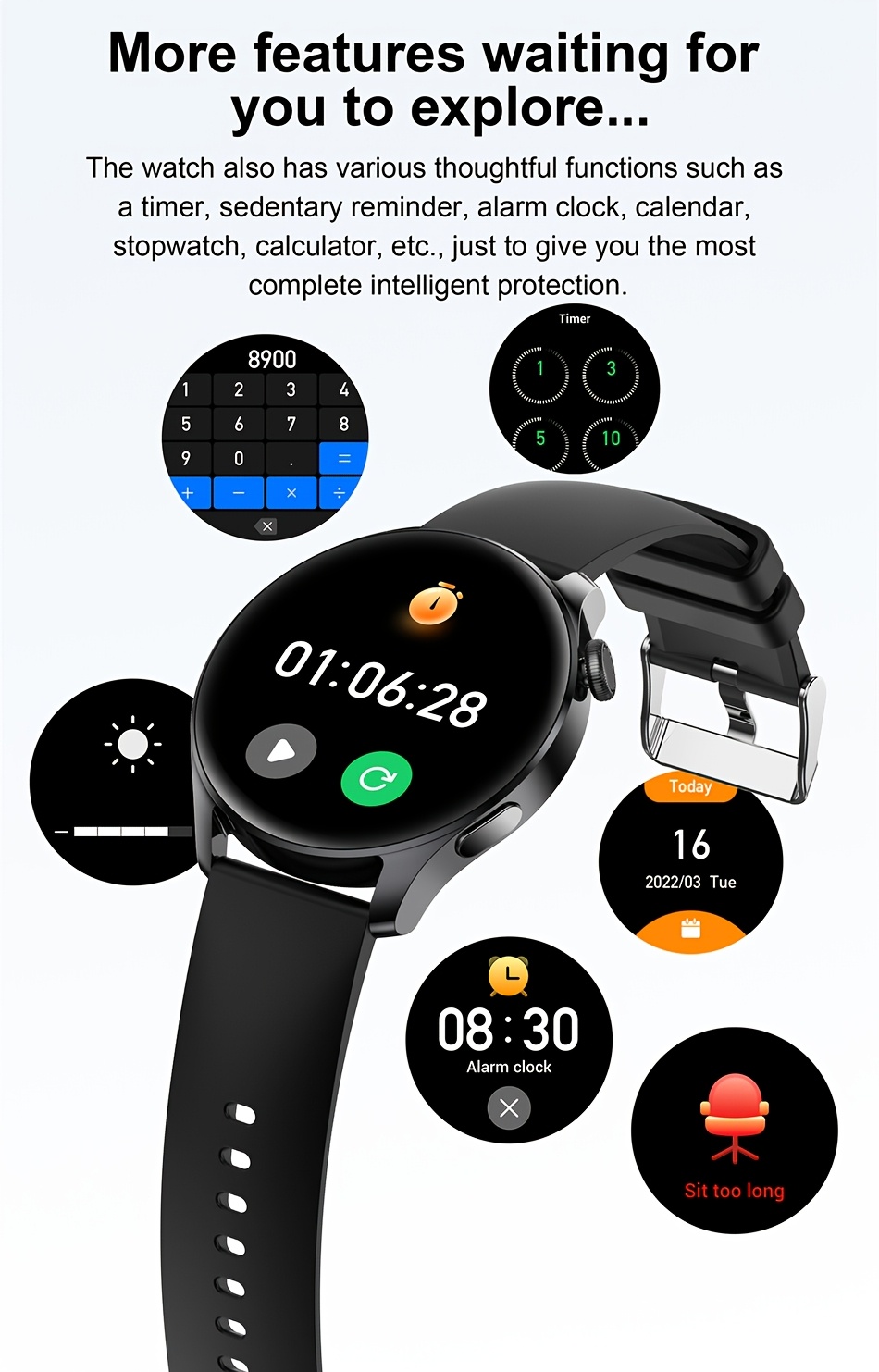 Reloj Inteligente para Hombres de 3.89 cm Pantalla HD 360*360, Batería de 280mAh, Deportes al Aire Libre y Fitness con Notificaciones, Control de Música, Visualización del Clima, Llamadas Inalámbricas - NUEVO 2024