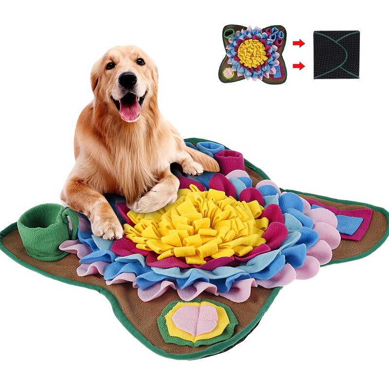 

Interactive Dog Snuffle Mat - Hide & Enrichment Toy For Foraging Skills, & Mental Stimulation, Machine Washable Polyester