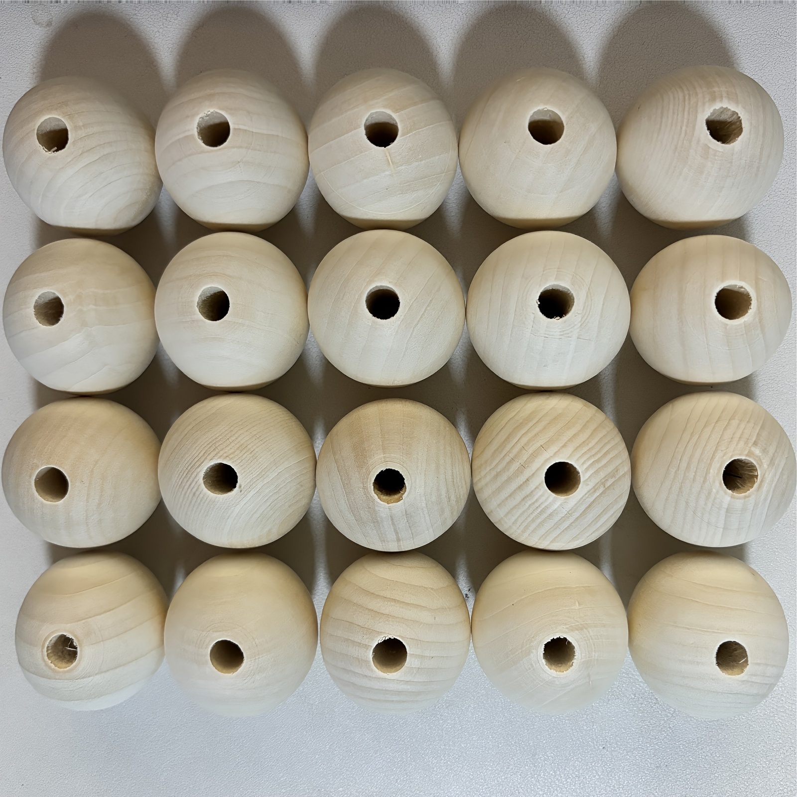 Image of Mioumei 20pcs 40mm Natural Unfinished Round Wooden Beads - Smooth Light Wood Spacer Beads For Diy Crafts, Jewelry Making & Home Decor Projects, Wooden Crafts