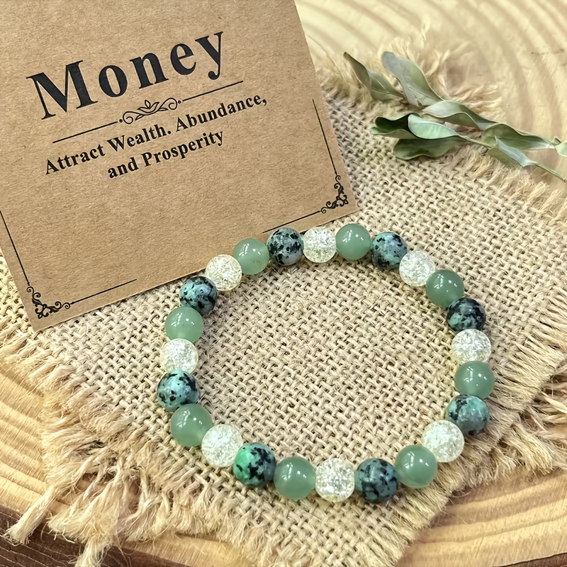 E-shop , Fülle und Wohlstand Armreif, modischer Bohemian-Stil 8 mm grüner Dongling, afrikanische , handgefertigte Schmuckperlen, exquisites