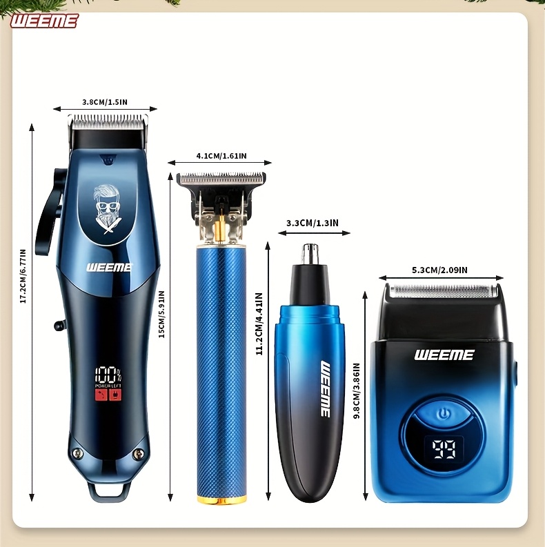 4pcs mens cordless hair clipper kits usb charging electric hairdresser household car travel use ramadan birthday gifts   men husbands or   barber kits barber tools Product details 1