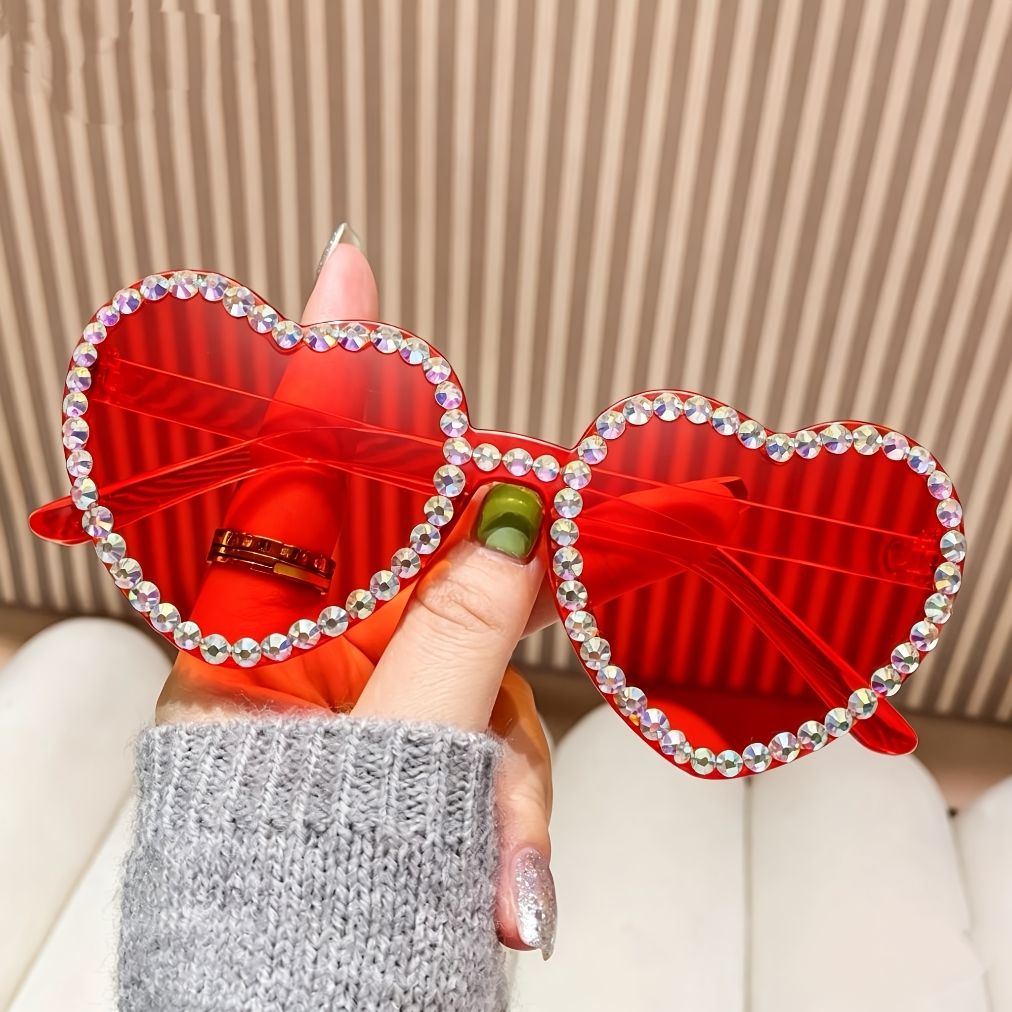 jinnimo heart shaped rimless glasses for women sparkly     glasses y2k style party and festival photo prop   valentines day and  