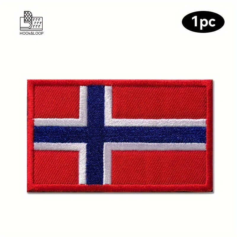 

1pc Norway Flag Embroidered Patch With - Red For Backpacks, Clothing, Armband Decoration