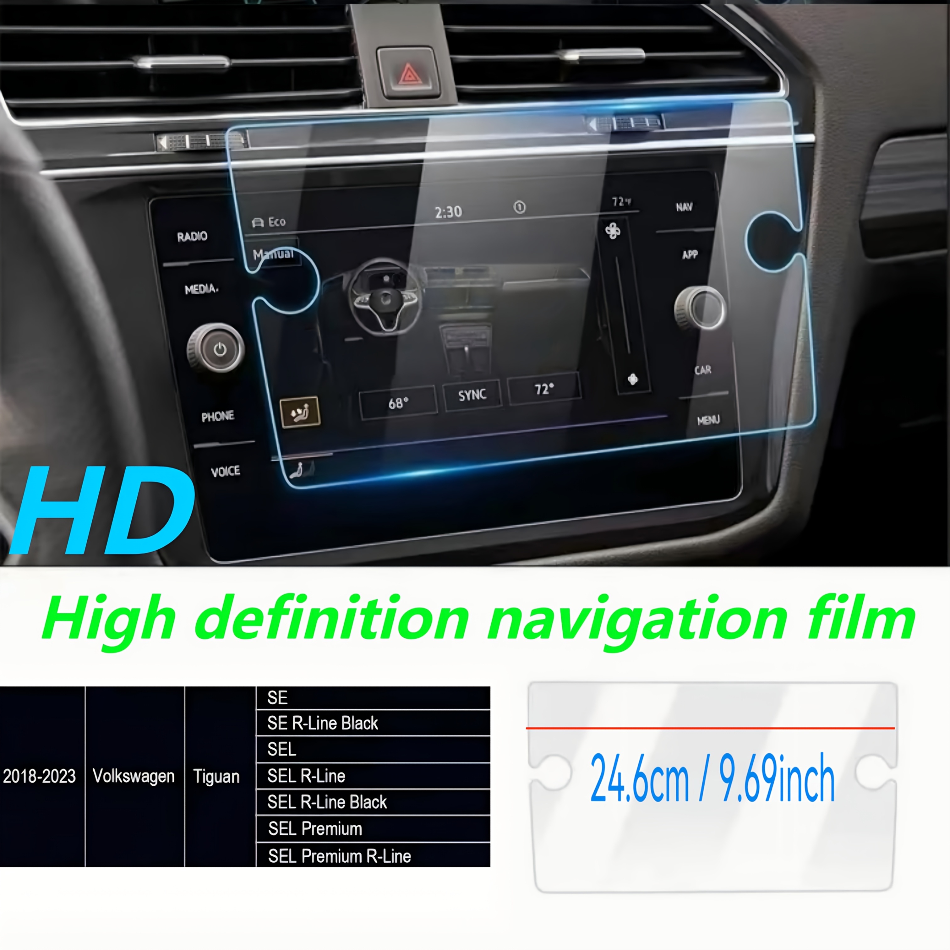 E-shop Displayschutzfolie für VW VOLKSWAGEN Tiguan Atlas SE SEL 2018-2023 Auto Displayschutz