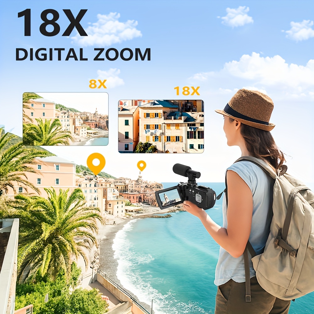videocamera 4k hd con microfono esterno, fotocamera digitale registratrice 4k 48mp da 3 pollici con rotazione a 270 e zoom digitale 18x, con scheda sd da 32gb Dettagli dell'articolo 0