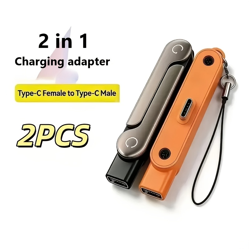 item picture 2pcs 2 in 1 usb c charging adapter with built in stand multi functional foldable type c converter suitable for iphone 15 16 17 and macbook
