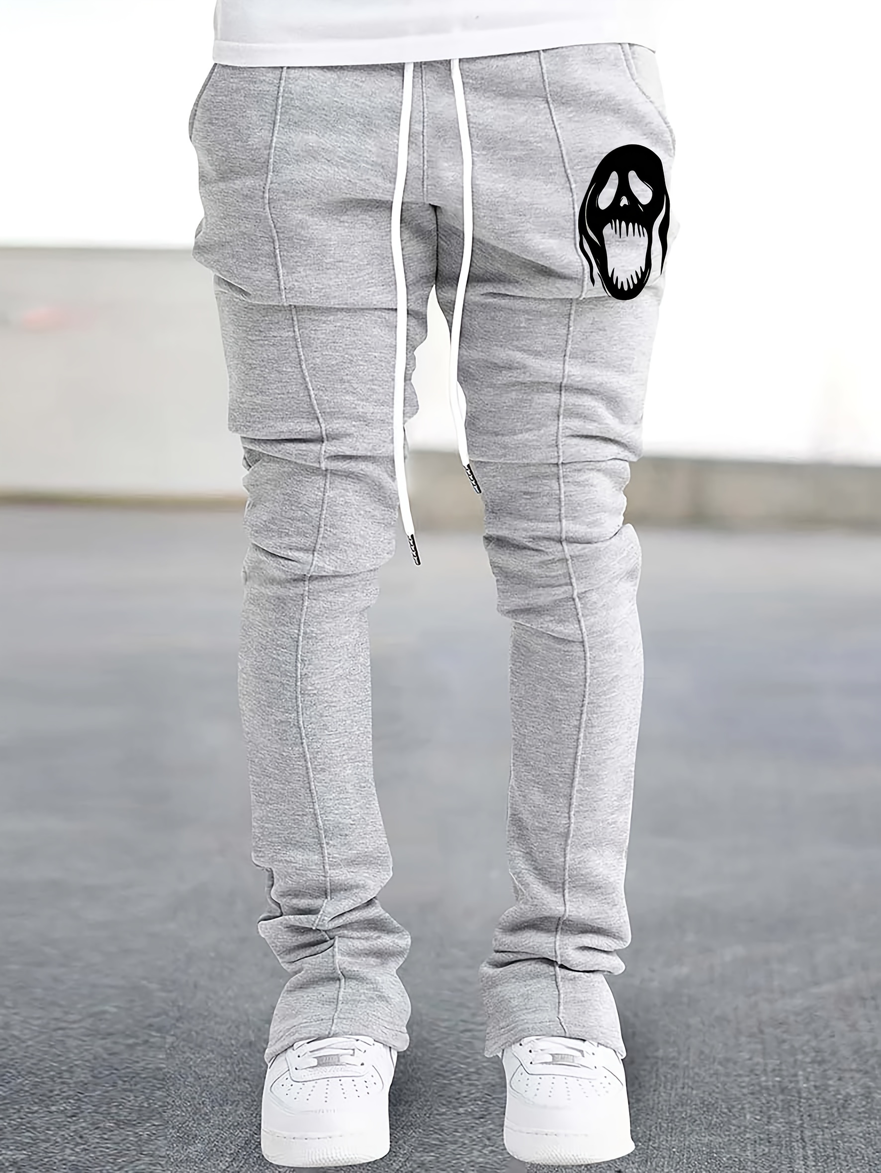 GDREDA Halloween Sweatpants For Women Trendy Ghost Funny Print Drawstring Waist Wide Leg Pants Loose Pocket Lounge Joggers (Purple,M