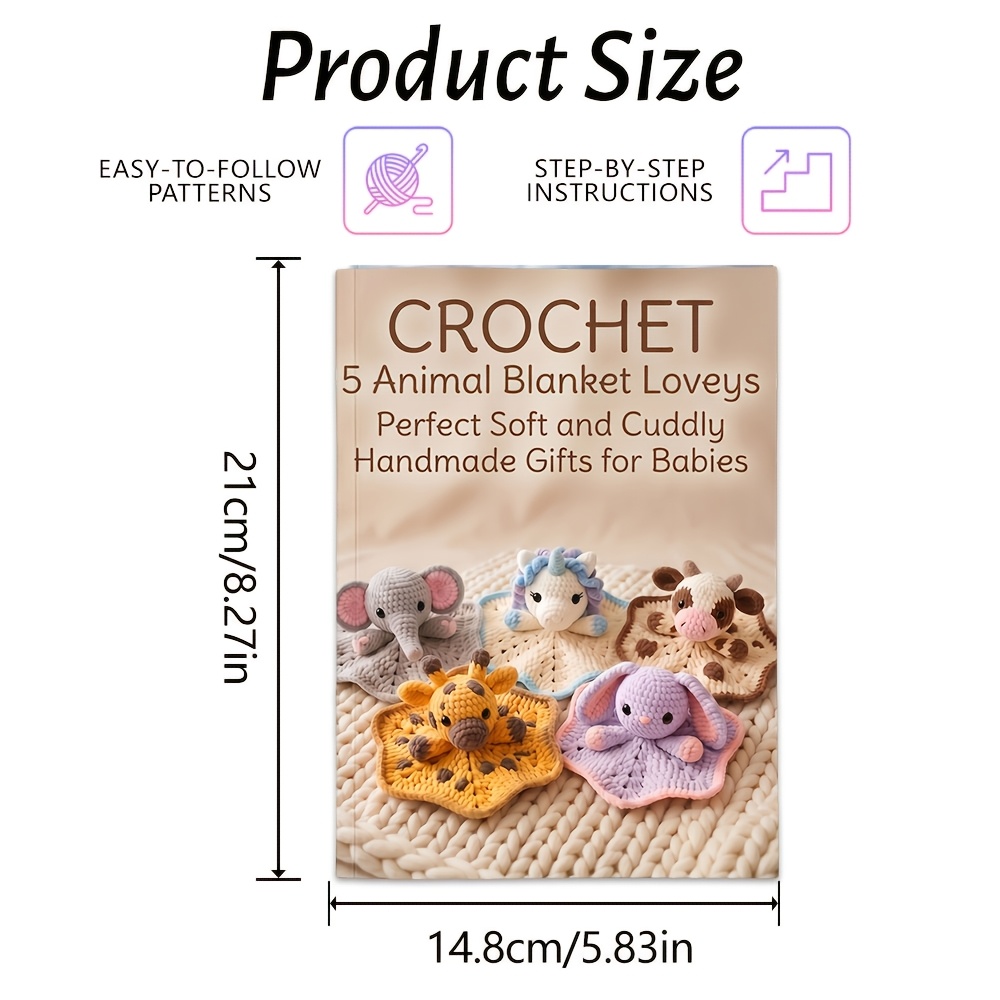 TEMU CROCHET--5 Couvertures d'animaux--Cadeaux main doux et câlins parfaits-- de crochet pour débutants | Instructions par & Tutoriel facile pour les