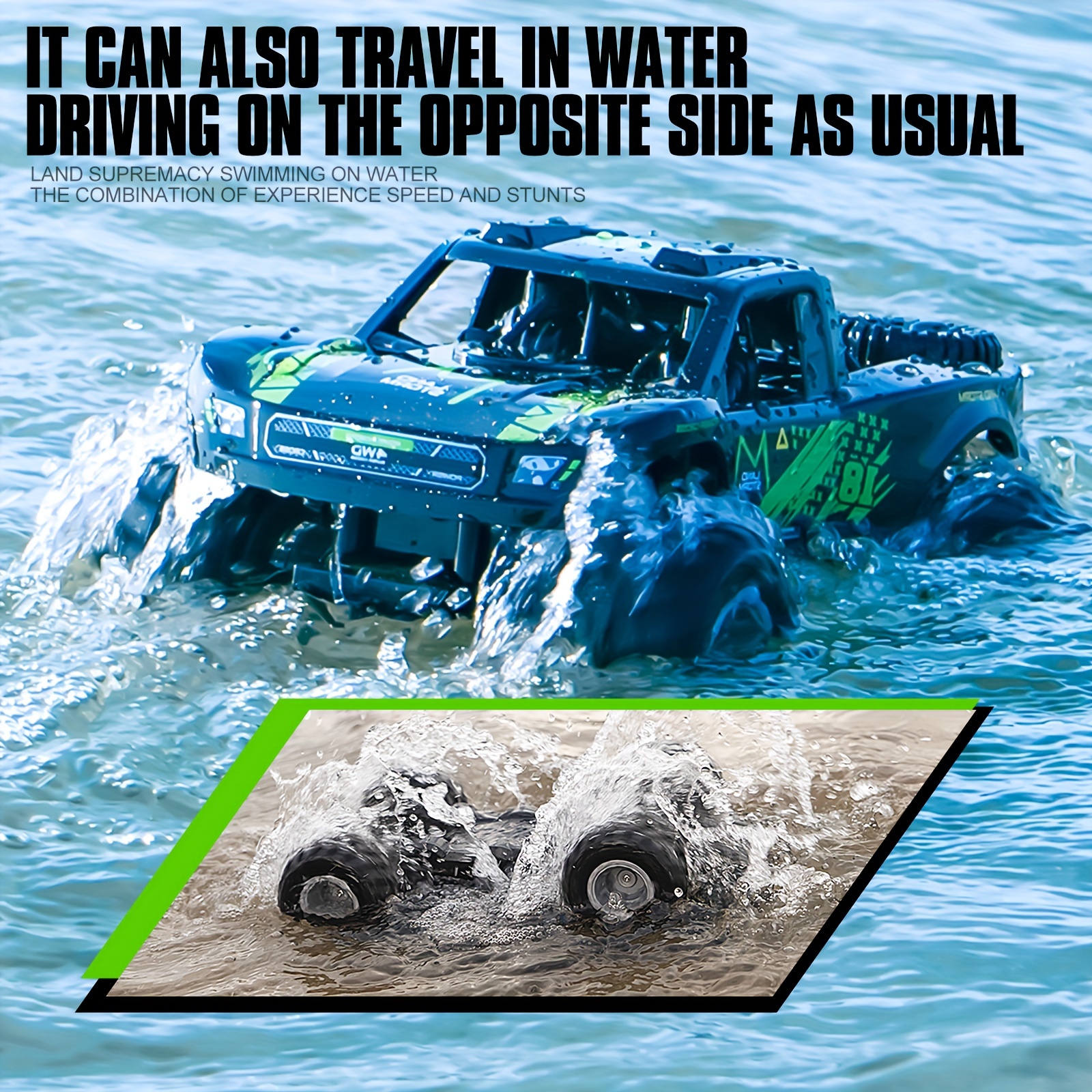 [6-1 RC Car] Amphibious 6-1 Remote-controlled Off-road Vehicle, High Horsepower Four-wheel Drive Climbing RC Car | Toy Racing Electric Toy Car, Old Boy Outdoor Toy Birthday Gift