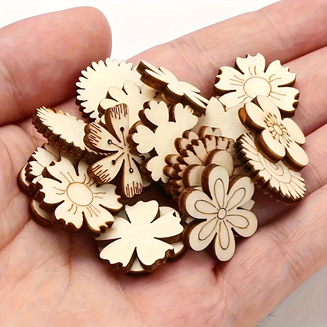 

100pcs Wooden For Crafts - Assorted For Scrapbooking, Diy Projects, And Decor Accessories