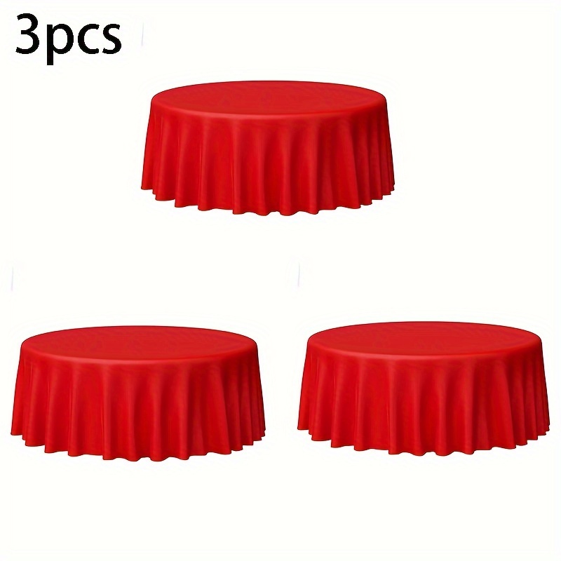 

3pcs Set Of Vibrant Disposable Tablecloths - Weddings, Parties & - Easy , Solid Colors (red, White, Green)