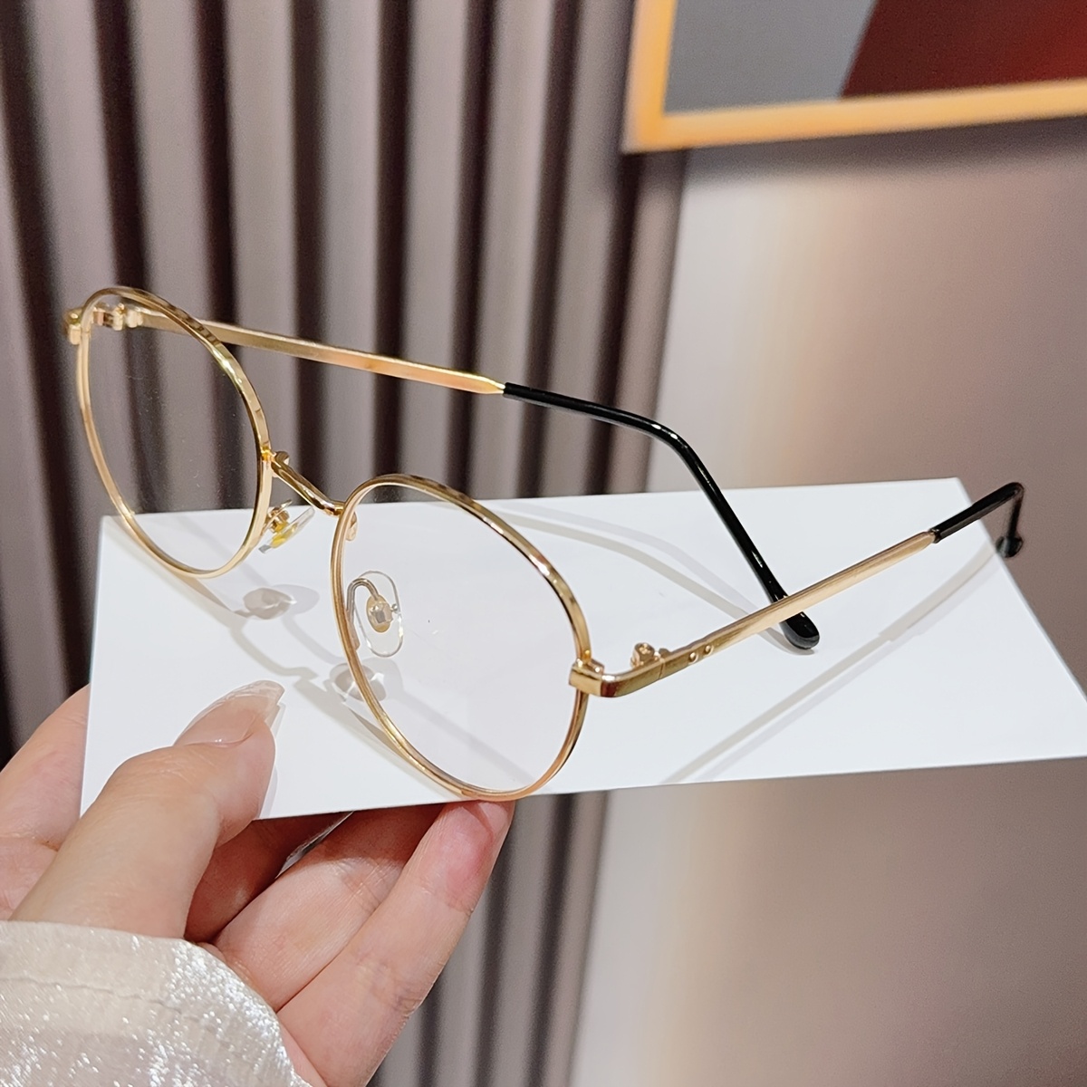 gafas redonda mujer diseño elegante en dorado Temu Chile