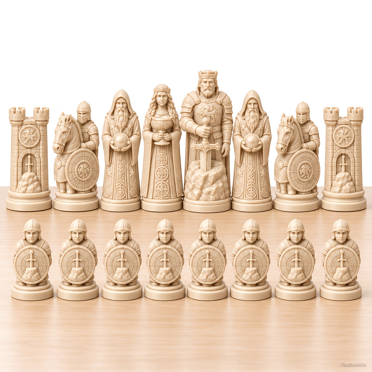 Image of 16pcs 3d Printed Medieval Knight Chess, Fantasy King Queen Castle Chess Pieces, Detailed Pla Collectible Tabletop Board Game, Decor Gift For Chess Lovers, Adults Families