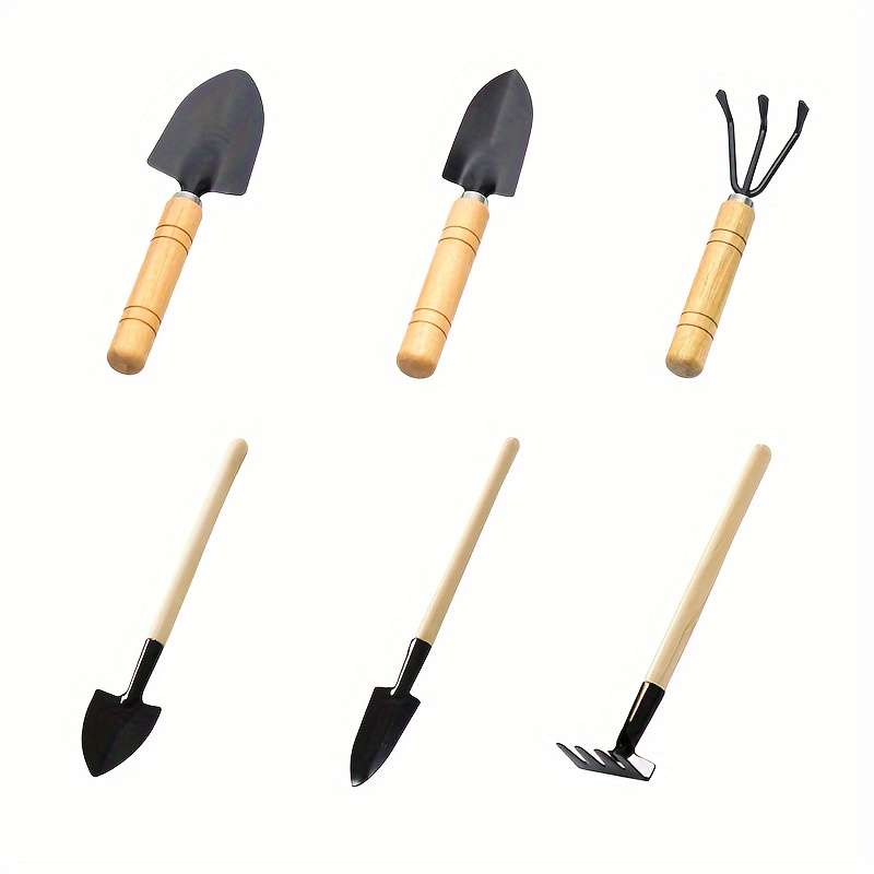 TEMU 6-piece Gardening Tool Set - Metal & Wooden Tools For Indoor & Planting, , Succulents, And