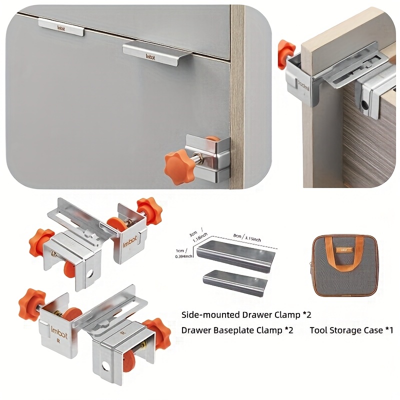 TEMU Imbot Newly Designed Stainless Steel Side Drawer Clip With Adjustable Inner And , Suitable For 1-3cm/0.39-1.18inch Outer Panel Black Two-piece