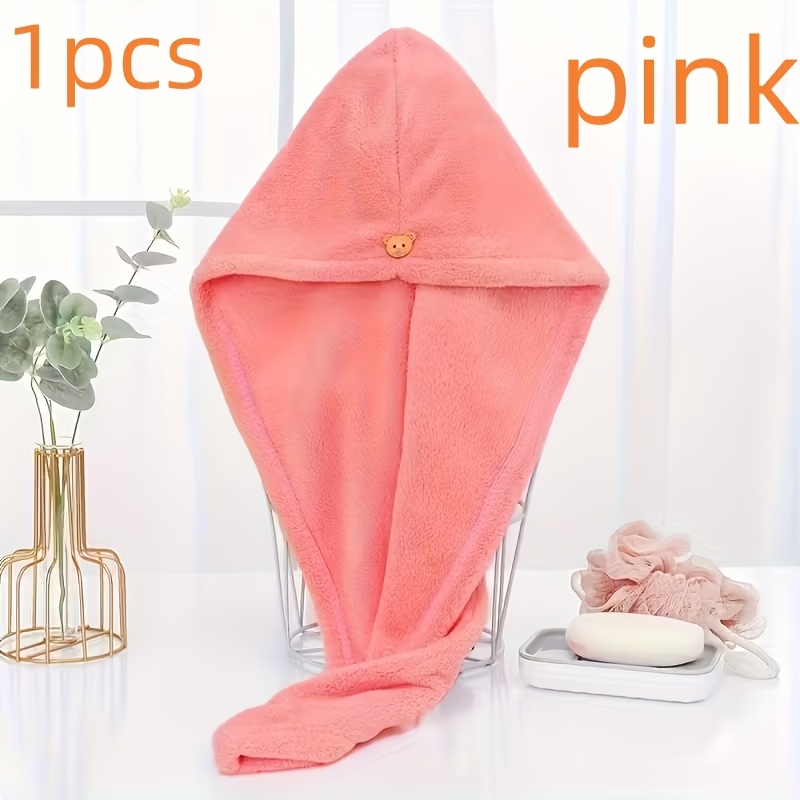TEMU 1pc Women's Quick-dry Towel Headband - Coral Fleece Absorbent Bath , Soft , Pink And Purple Combination, Modern Bathroom Accessory, Suitable For