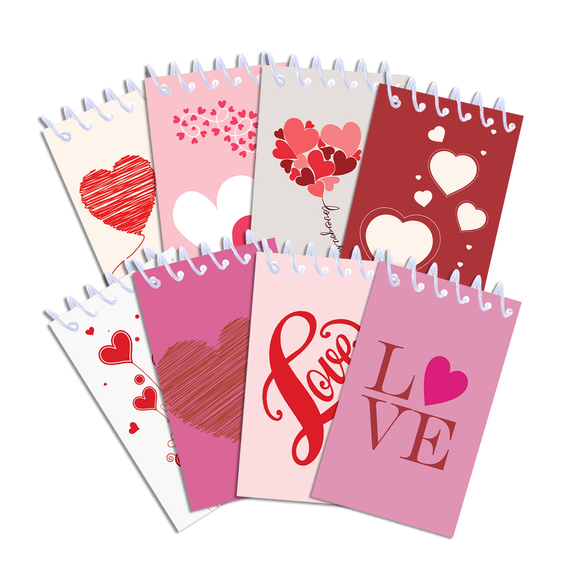 

8-pack Mini Notepads, Minimalist Love , Spiral Memo Pads, Pocket Size Notebooks, Valentine's Day Wedding Party Supplies