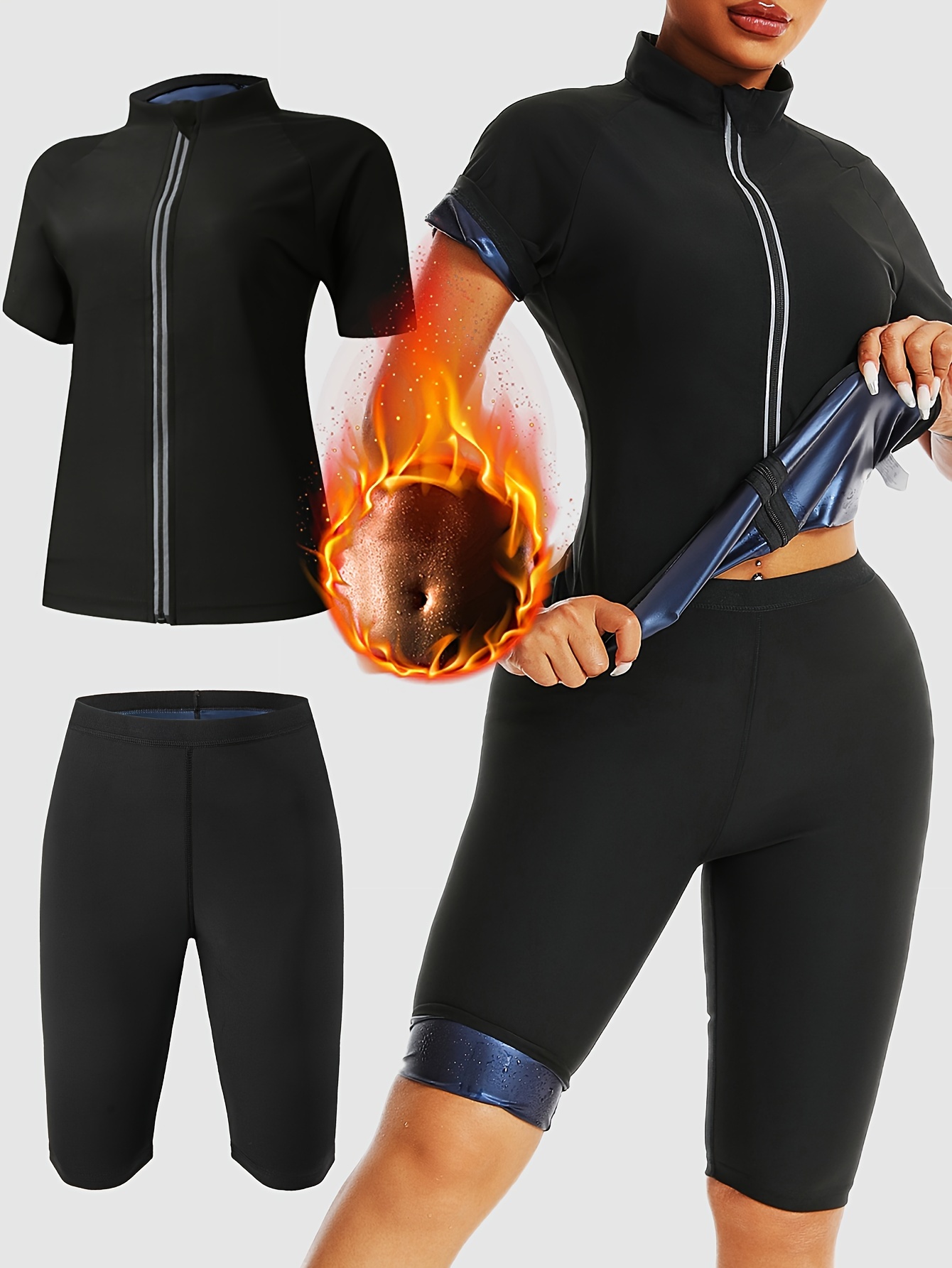 women s sauna suit set sweat enhancing neoprene workout Temu