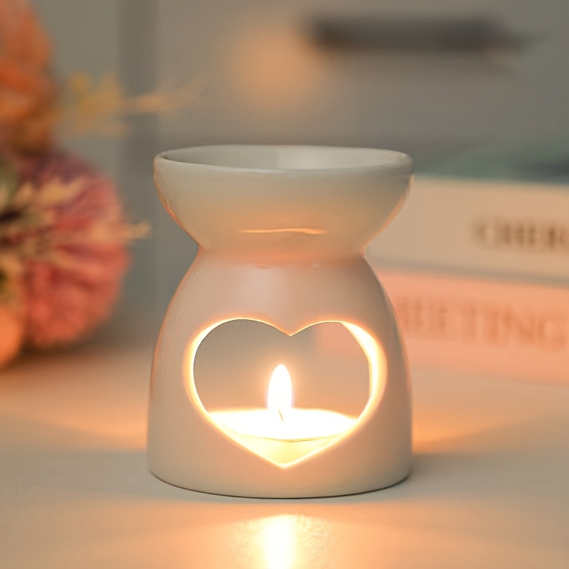 1pc Aromatherapy Stove White Hollow Ceramic Stove Tea Wax Heating Candle Holder Essential Oil Stove Aromatherapy Home Valentine's Day Party Supplies Without Candles