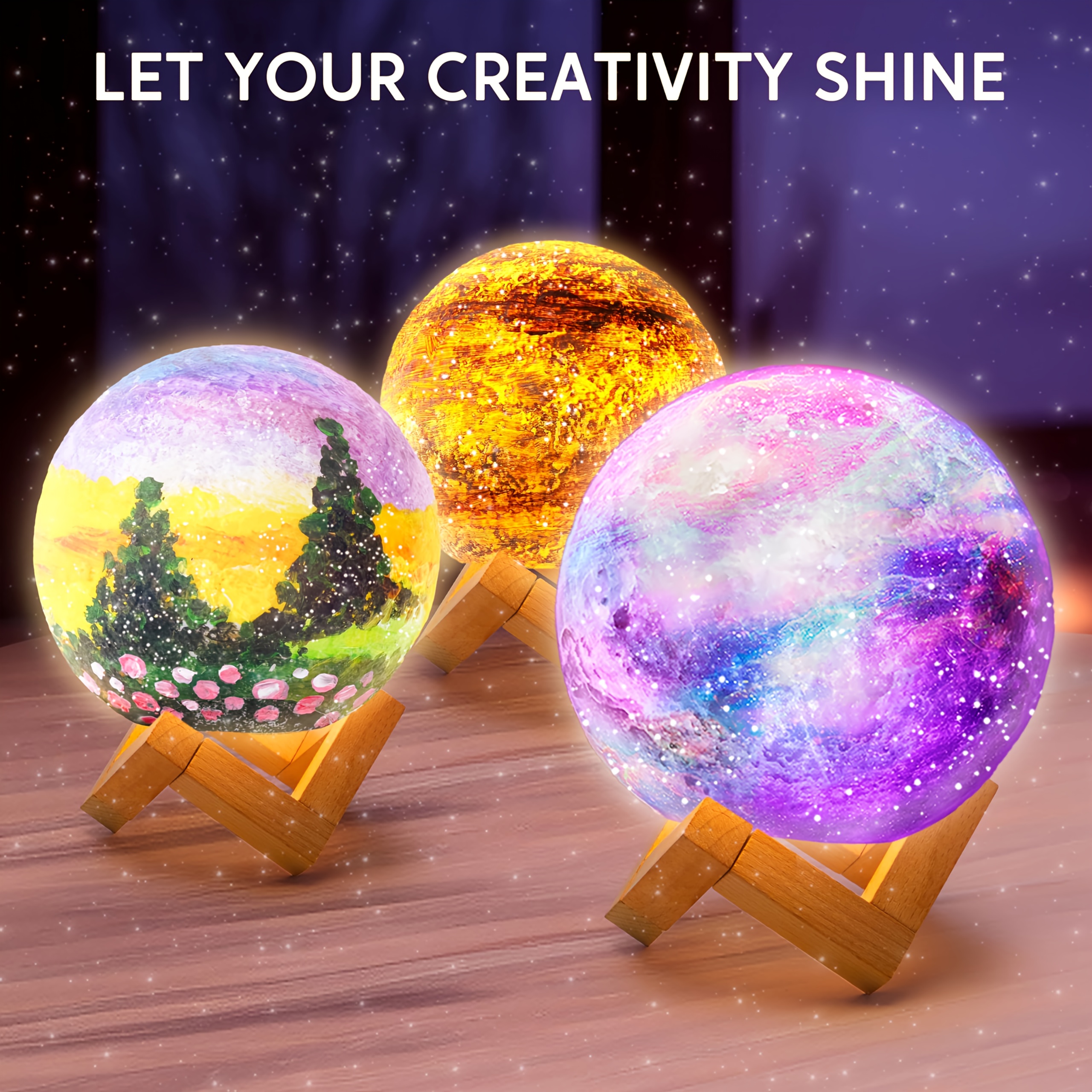 Diy 3d Moon Night Light Toy For Kids, Children's Painting Kit, Moon Lamp Kit, Galaxy Lamp Arts And Crafts Kit, School Activities, Christmas Birthday Easter Gifts For Girls And Boys Age 6+