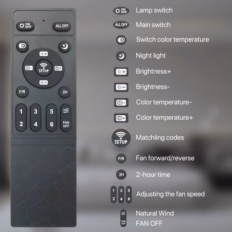 newest led ceiling fan with light control 3 color temperatures 6 adjustable flush mount design for bedroom timer setting wireless control polished bedroom ceiling fan contemporary lighting Product details 8