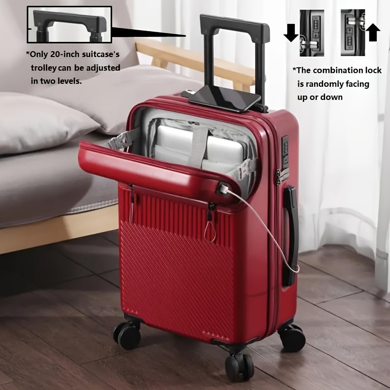 TEMU 1pc 20 Inch Luggage, Travel Function Boarding Case, Luggage With Password Lock And Wheels, Suitable For Daily Use As A Neutral Bag Big Capacity Suitcase