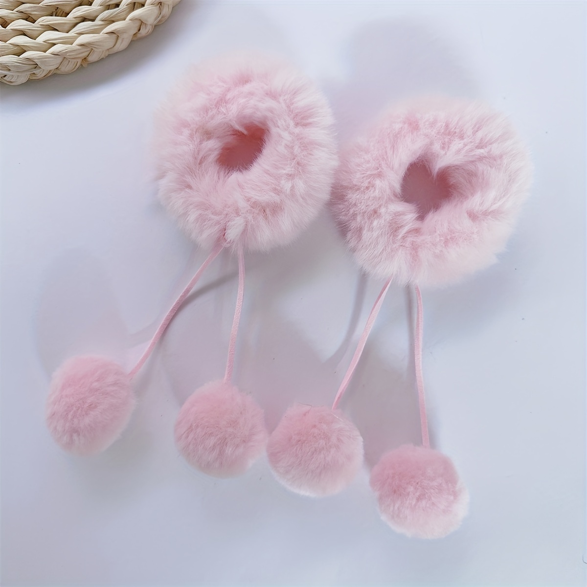 TEMU 2 piezas ( ) para Mujer, Otoño e Invierno, y Lindo, con Borlas de Felpa, Coletero, Moño, Adornos Elásticos para el Cabello