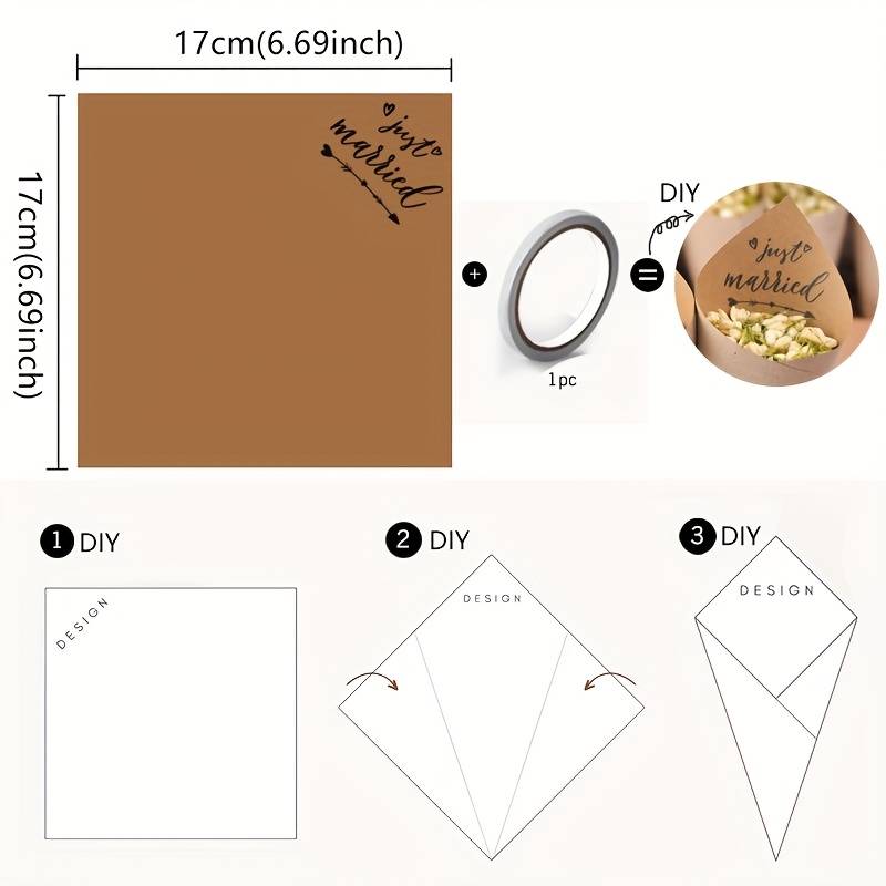 E-shop 33-teiliges Set DIY Blütenkissen, Hochzeitskonfetti-Kegel, Handgemachte Papierkegel aus Kraftpapier, Party-Deko für Konfettispritzer,