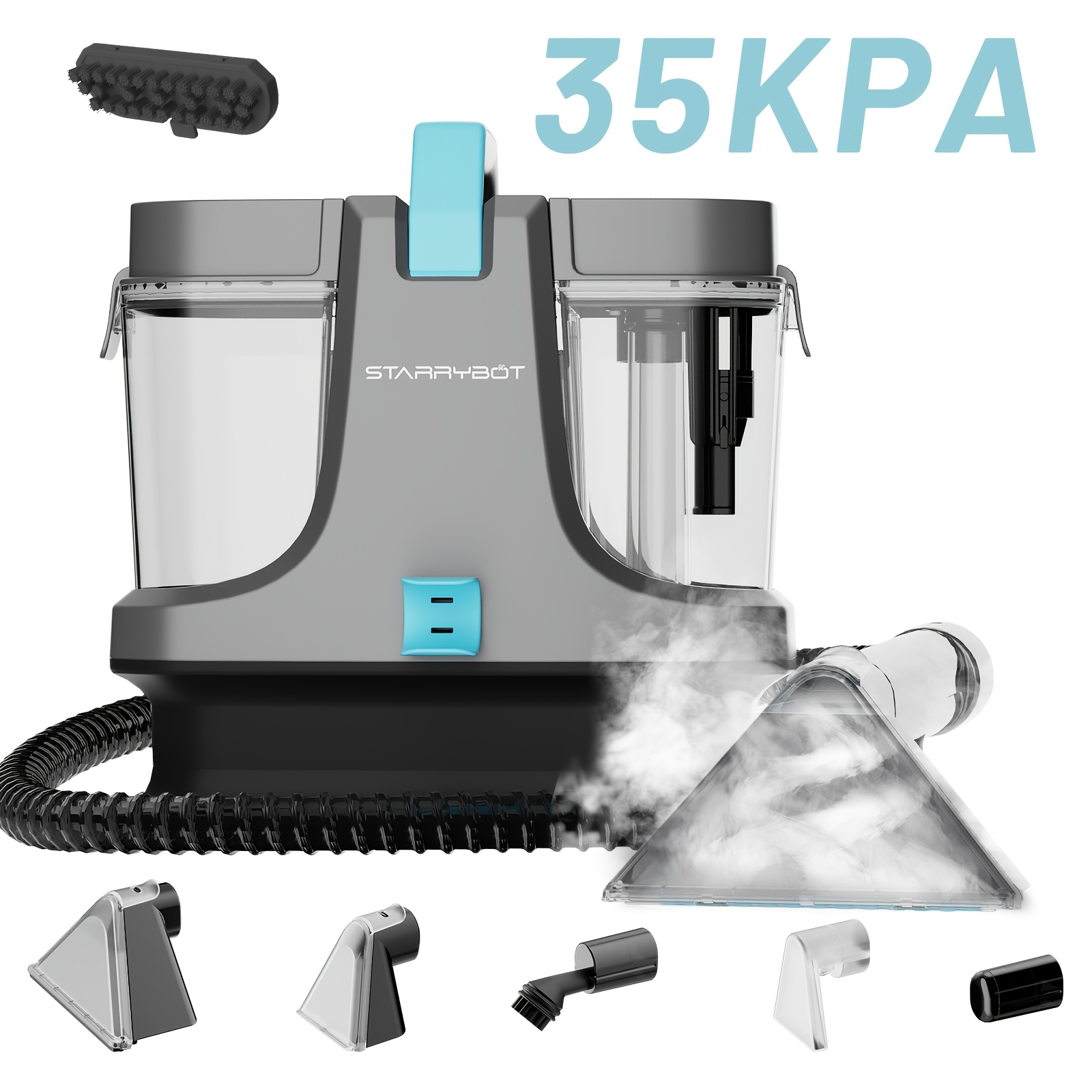 TEMU Starrybot 1300w Portable Carpet Cleaner With Steam & Heat, 35kpa Powerful Suction Spot Steam Cleaner Professional Upholstery Cleaning Machine