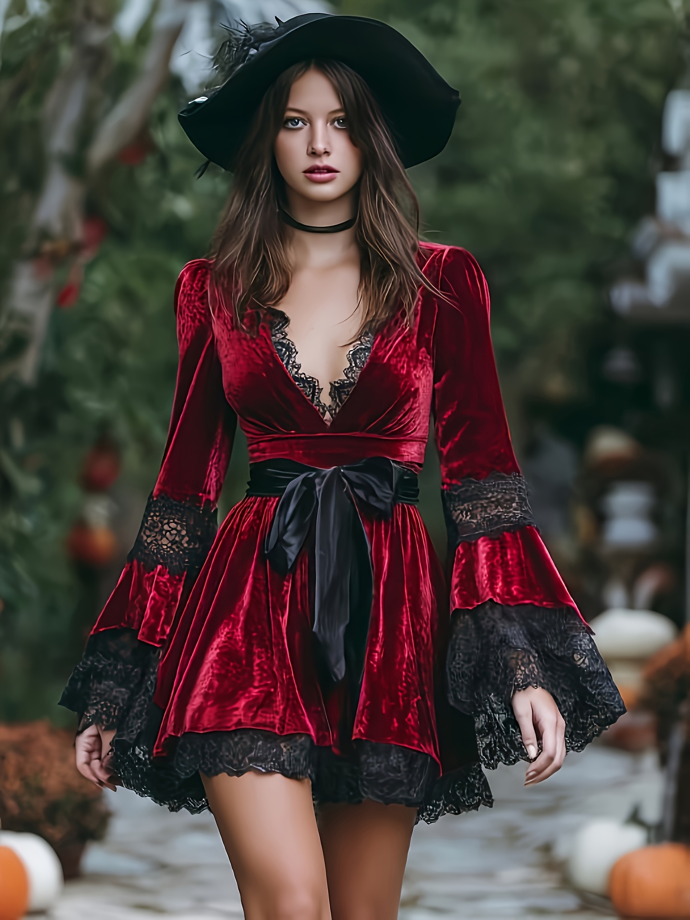 costume Steampunk Velvet Dresses for Women