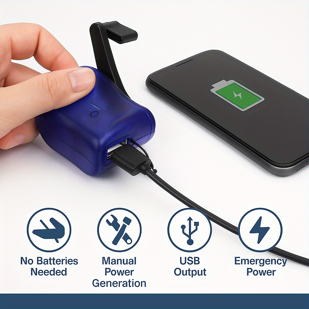 usb rechargeable hand crank charger portable manual power supply flashlight generator phone charger for outdoor hiking camping emergency survival   Product details 2