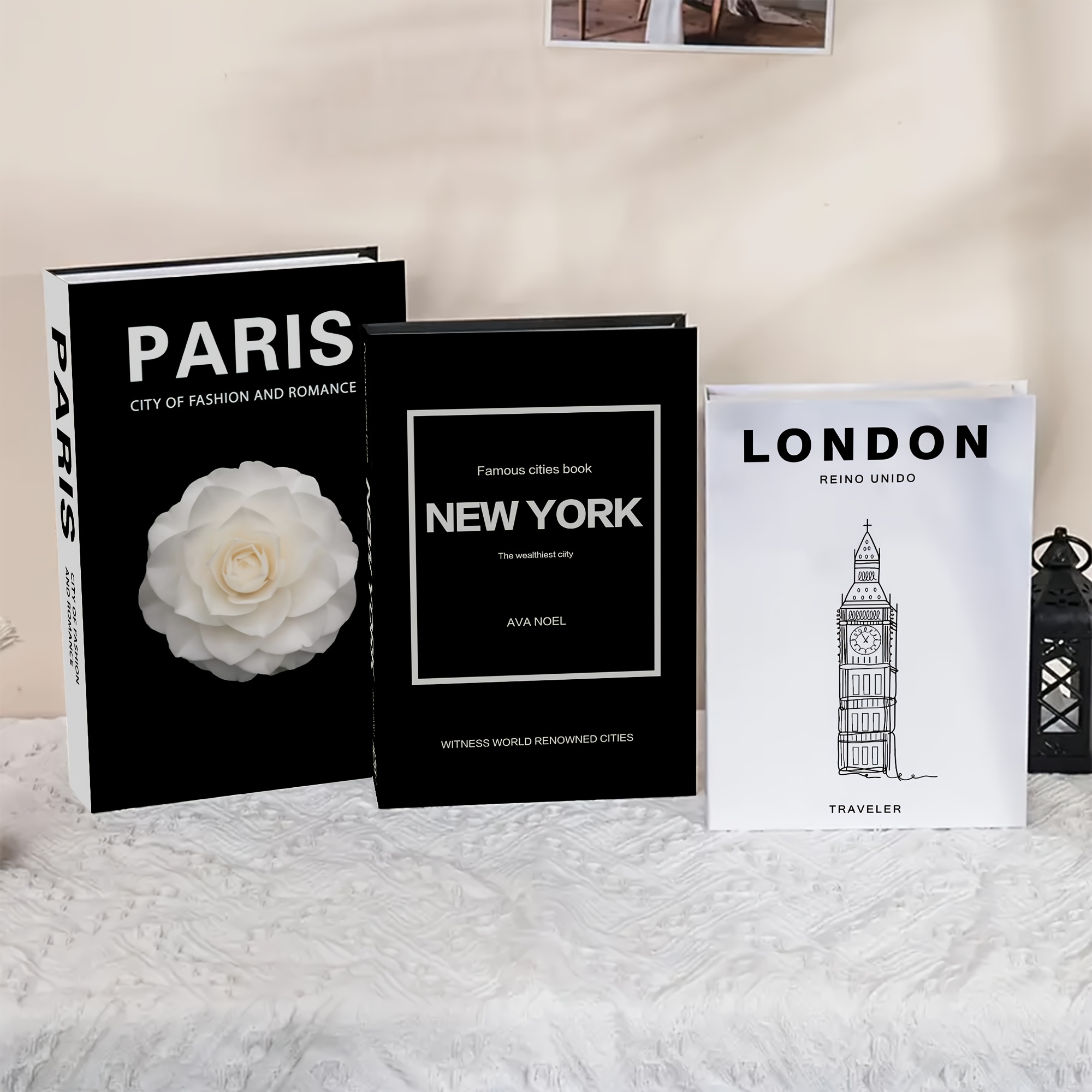TEMU A Set Of 3 Books, In Large, Medium And Small Sizes, Decorative Books With Paper-like Texture, Stackable Fake Books For Display, Fashionable