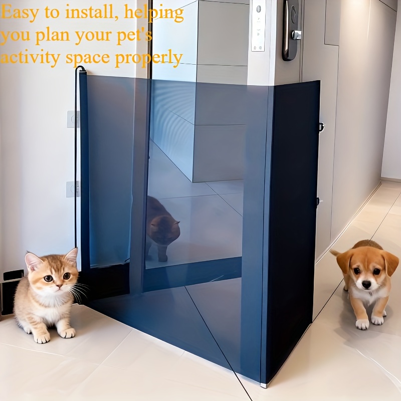 TEMU Expandable Pet Fence, Made Of Pvc Mesh Material, , Suitable For Small Dogs, Cats And Pets. No Drilling Design, Prevents Pets From Escaping, And