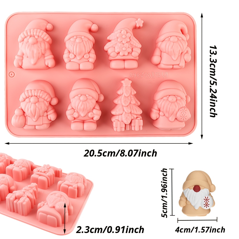 Image of A Christmas Silicone Mold Featuring Santa Claus And A Tree, A Cute Pink Baking Mold Suitable For Making Cakes, Chocolates, Candies, Candles, Handmade Soaps, And More