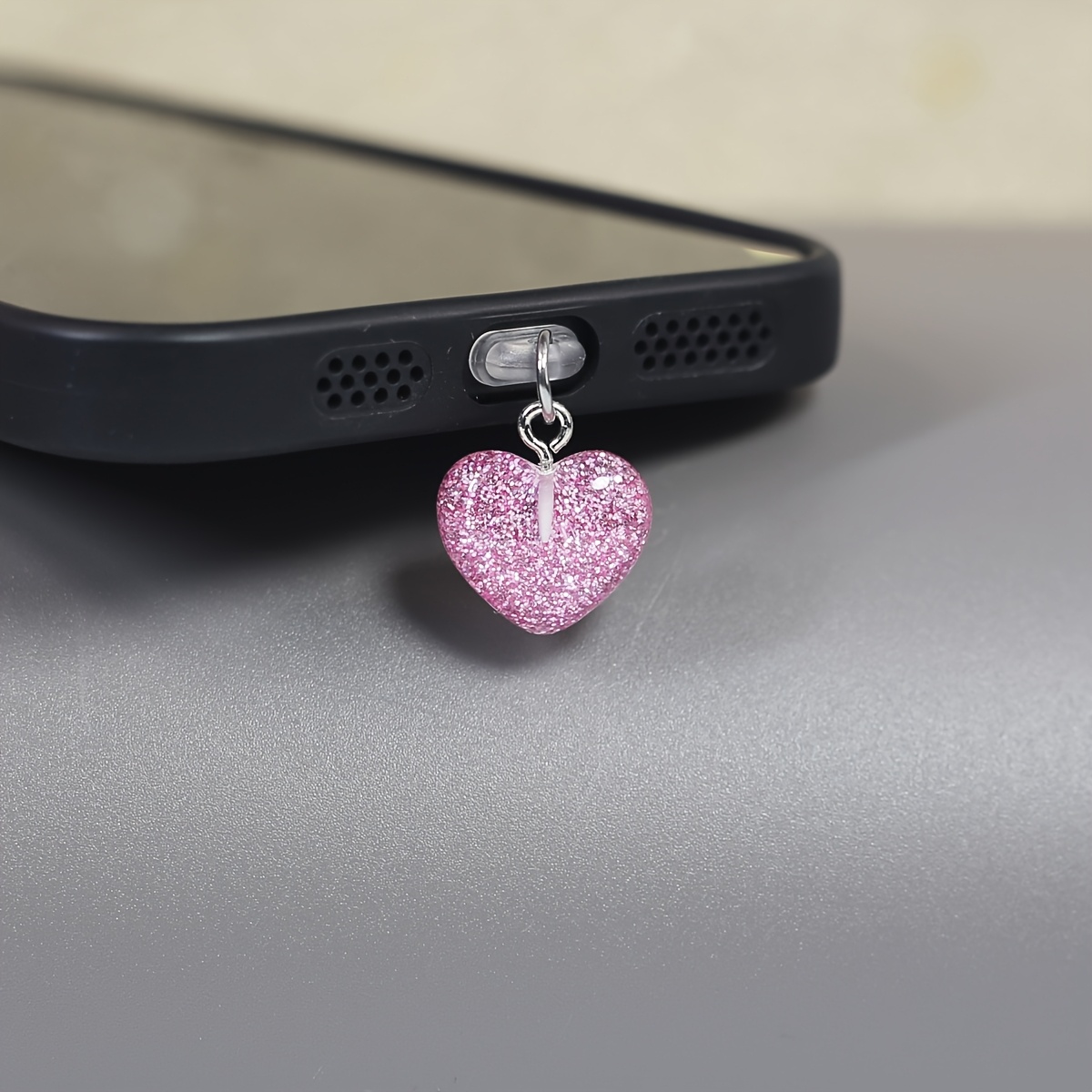 TEMU 1pc Sparkling Heart Phone Dust Plug, Phone Accessory, Pendant Charm, Phone Decoration, Suitable For , Xiaomi, , /type-c Port, Birthday Gift,