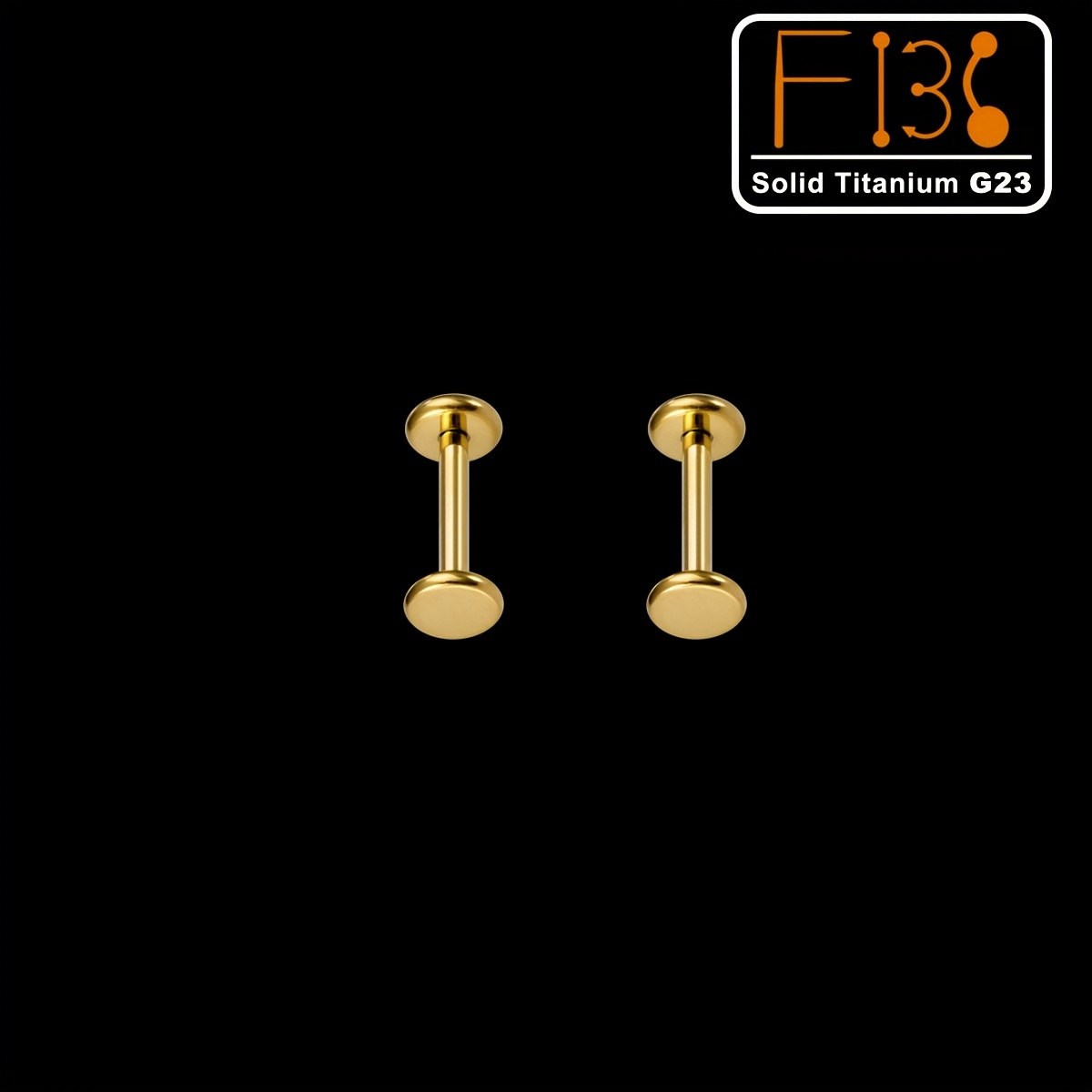 TEMU 2d Flat, 2pcs Titanium Flat Lip Stud Earrings Labret Piercing Tongue Ring Ear Cartilage Tragus Helix Bar Body Jewelry For Daily & Parties
