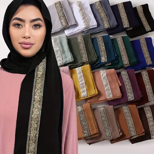 Cotton Soft Muslin Fringed Crinkle Hijab In Blue/ Scarf - Foto 9