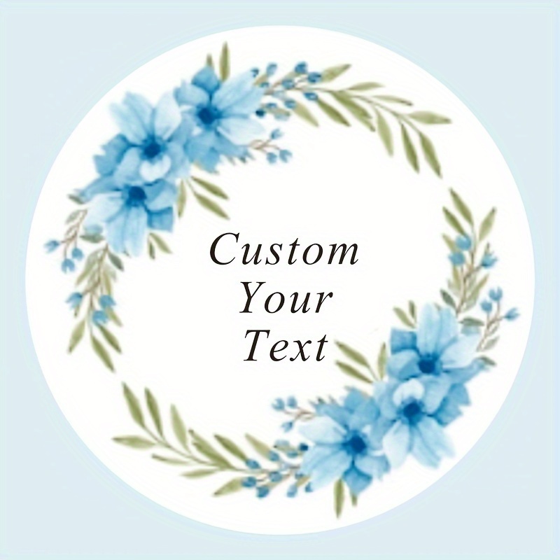 

Autocollants de de Mariage Personnalisables - Design Élégant de Couronne Florale Bleue, Option de Personnalisé, Matériau en - Idéal pour Cadeaux de Mariage & Sacs Cadeaux, Décorations de Mariage