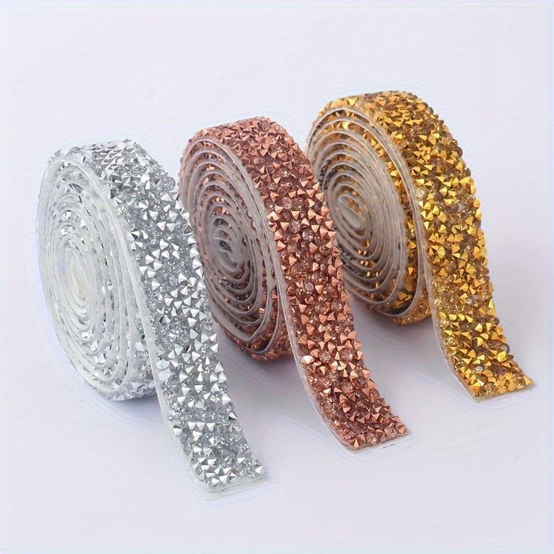 

1pc Self-adhesive Rhinestone Ribbon Roll, 3mm Diamond-like Crystal Bling Wrap, Decorative Tape For Diy Crafts, Clothing Embellishments, And Art Projects